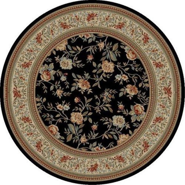 Concord Global 5 ft. 3 in. Ankara Floral Garden - Round, Black 62230